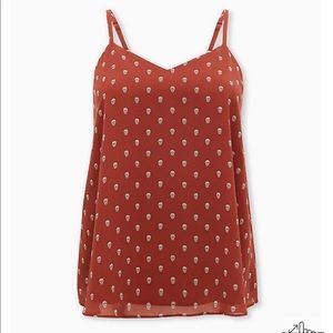 SOPHIE - DUSTY RED SKULL DOT CHIFFON SWING CAMI